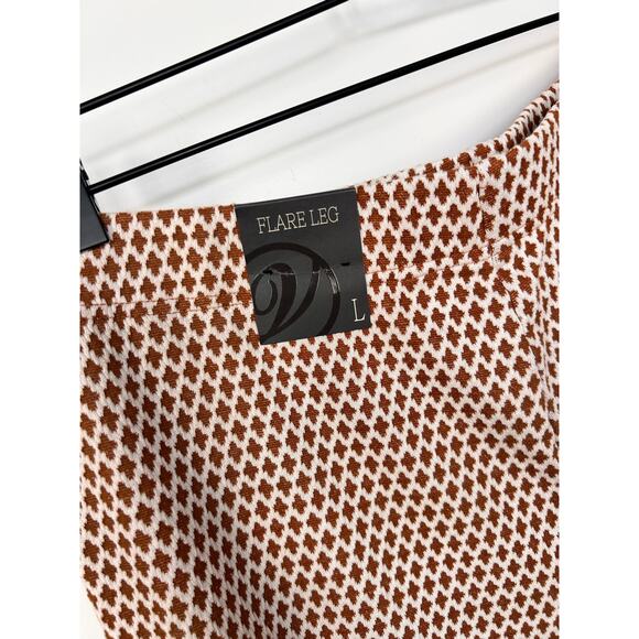 NWT Versona Women's Printed Flat Front Flare Leg Pants Brown Cream Size Large - Picture 6 of 11